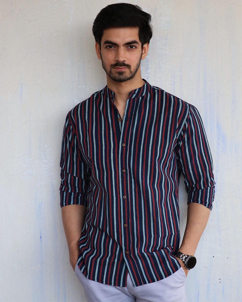 black striped linen shirt